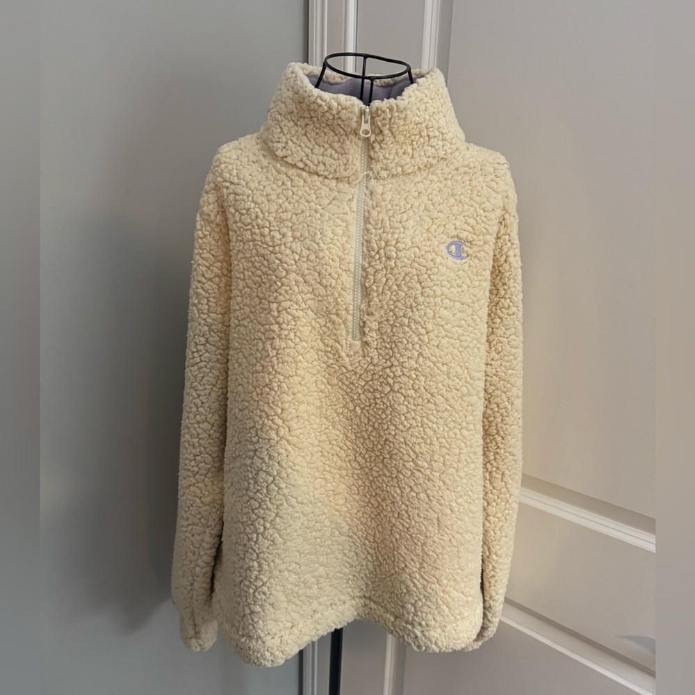 Champion High Pile Quarter Zip Sherpa Pullover Size Large
